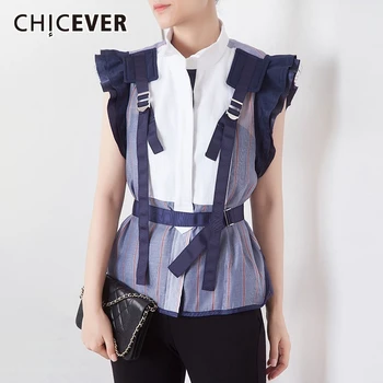 CHICEVER Striped Womens Tops And Blouses Stand Collar Butterfly Sleeve Sashes Slim Shirt Female Fashion New Casual 2020 Summer
CHICEVER Striped Womens Tops And Blouses Stand Collar Butterfly Sleeve Sashes Slim Shirt Female Fashion New Casual 2020 Summer