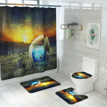 4Pcs/set Bathroom Mat Marine Animal Printed Shower Curtains with Hooks Anti-Slip Toilet Cover Flannel Foot Pad Home Decoration
4Pcs/set Bathroom Mat Marine Animal Printed Shower Curtains with Hooks Anti-Slip Toilet Cover Flannel Foot Pad Home Decoration