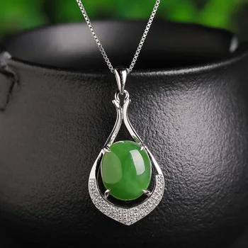 2020 Special Offer New Spinach 925 Inlay And Tian Biyu Simple Personality Female Jewelry Necklace Wholesale With Certificate