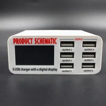 USB 6 Ports Output Multifunctional Universal Charging Station Quick Charger With LCD Screen Display 5V 6A EU/US/UK Plug Charger