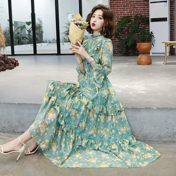 Vintage Leaf Print Dot Maxi Dress Elegant Ruffle Boho Green Long Dress 2020 Autumn Winter Chiffon Pleated Casual Dress
Vintage Leaf Print Dot Maxi Dress Elegant Ruffle Boho Green Long Dress 2020 Autumn Winter Chiffon Pleated Casual Dress