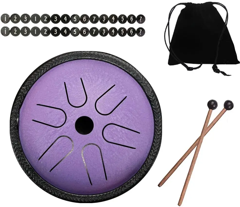 Steel Tongue Drum Mini Tank Drum 5.5 Inch 6 Notes C Key Hand Tankdrum Handpan Pan Drum Tank with Mallets,Stickers,Carrying Bag
Steel Tongue Drum Mini Tank Drum 5.5 Inch 6 Notes C Key Hand Tankdrum Handpan Pan Drum Tank with Mallets,Stickers,Carrying Bag