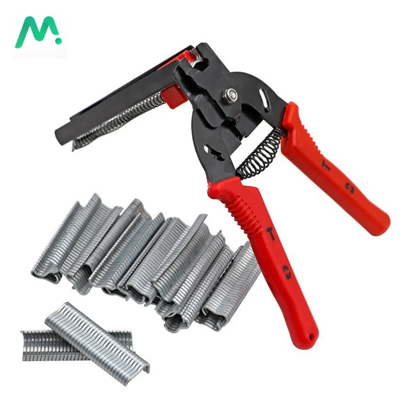 

1Pc Red Hog Ring And 600 Nails Staples Ploutry Cage Pliers Fence Wire Ringer Gabion Mesh Fastening Clamp Installation Tools