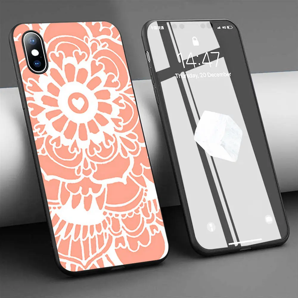 Coque coral lacework doodle Soft Silicone Phone Case for iPhone 11 Pro Max X 5S 6 6S XR XS 7 8 Plus Cover | Мобильные телефоны и