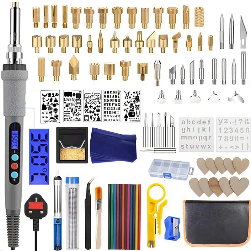 109Pcs Wood Burning Kit Adjustable Temperature Pyrography Pen Stencils Embossing Soldering Tips Wood Burner Tool,US Plug
109Pcs Wood Burning Kit Adjustable Temperature Pyrography Pen Stencils Embossing Soldering Tips Wood Burner Tool,US Plug