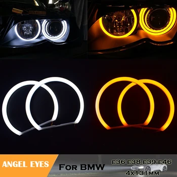 Car-styling Dual color WHITE Yellow 4X131MM LED Halo Rings Cotton Light For BMW E36 E38 E39 E46 M3 LED SMD Angel Eyes Lamp 
Car-styling Dual color WHITE Yellow 4X131MM LED Halo Rings Cotton Light For BMW E36 E38 E39 E46 M3 LED SMD Angel Eyes Lamp