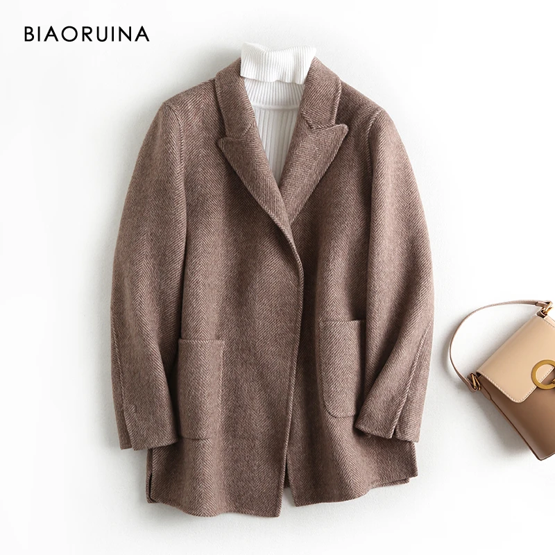 BIAORUINA Women's Loose 100%wool Double-sided Korean Style Thick Warm Jacket Coat Single Button Turn-down Collar High Quality
BIAORUINA Women's Loose 100%wool Double-sided Korean Style Thick Warm Jacket Coat Single Button Turn-down Collar High Quality