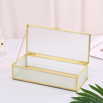 Golden Vintage Glass Lidded Box Edge Bracelet Keepsake Decorative Jewelry Displa R9JC
Golden Vintage Glass Lidded Box Edge Bracelet Keepsake Decorative Jewelry Displa R9JC