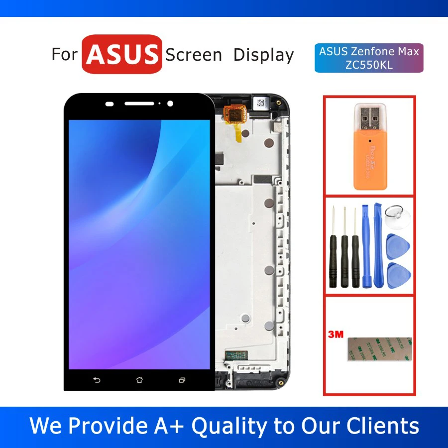 100% Tested 5.5" LCD Display for ASUS Zenfone Max ZC550KL Display with Touch Screen Digitizer Assembly Frame Replacement Parts
100% Tested 5.5" LCD Display for ASUS Zenfone Max ZC550KL Display with Touch Screen Digitizer Assembly Frame Replacement Parts