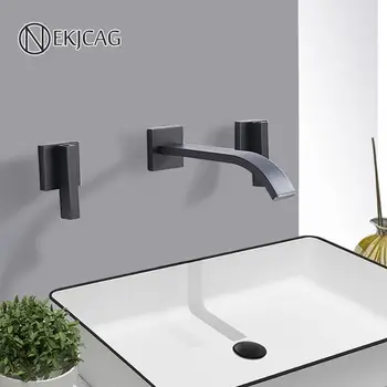 Black Basin Faucet Bathroom Wall Mounted 8'' widespread Basin Faucets simple install Dual handles Hot and Cold Water Mixer Taps
Black Basin Faucet Bathroom Wall Mounted 8'' widespread Basin Faucets simple install Dual handles Hot and Cold Water Mixer Taps