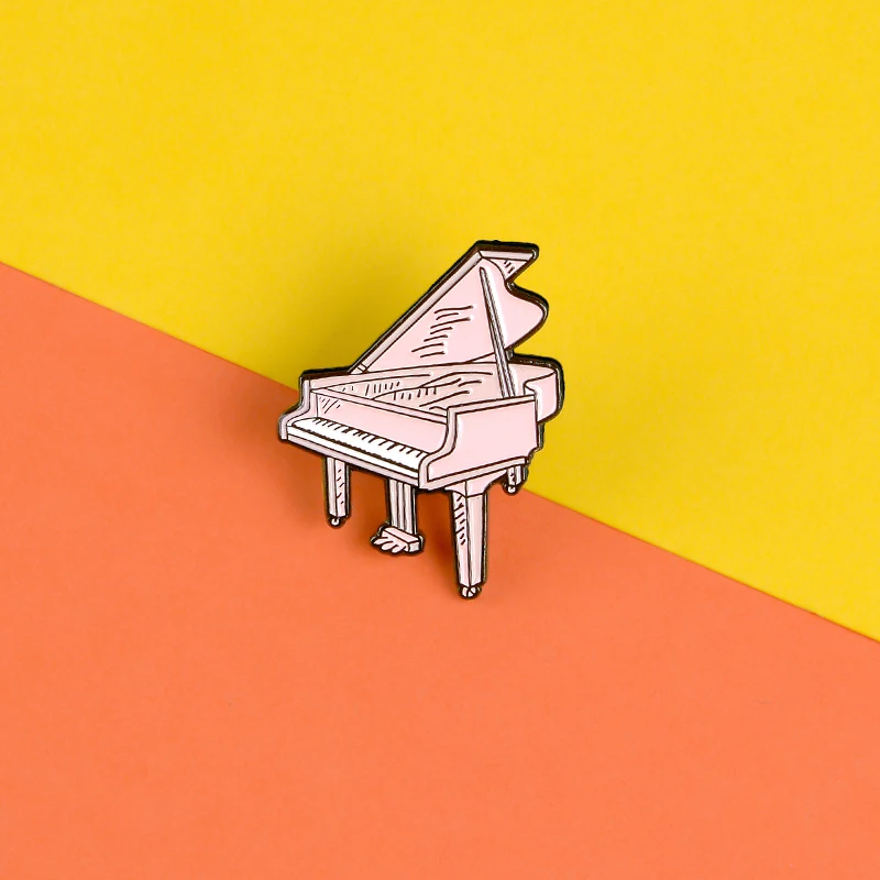 Эмалированная заколка в винтажном стиле розовое фортепиано значок научная колба