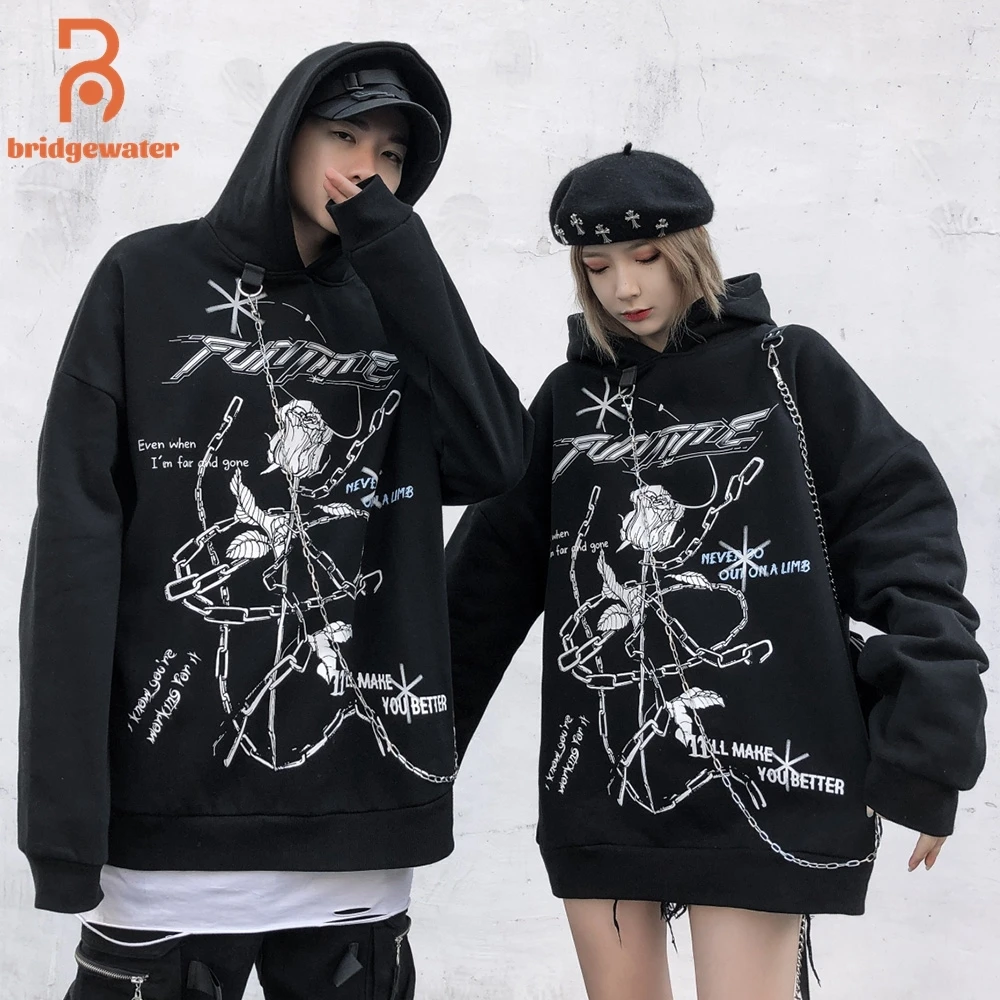 BRIDGEWATER Men Punk Chain Loop Fastener Rose Printed Hoodie Thick Sweatshirts Rock Hipster Coupler Pullover Streetwear
BRIDGEWATER Men Punk Chain Loop Fastener Rose Printed Hoodie Thick Sweatshirts Rock Hipster Coupler Pullover Streetwear