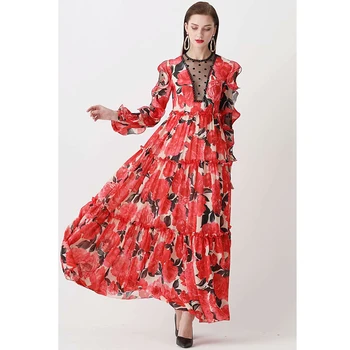 Plus Size Long Dress Designer High Quality New Women'S Fashion Elegant Chic Mesh Stitching Printing Casual Party Chiffon Dresses
Plus Size Long Dress Designer High Quality New Women'S Fashion Elegant Chic Mesh Stitching Printing Casual Party Chiffon Dresses