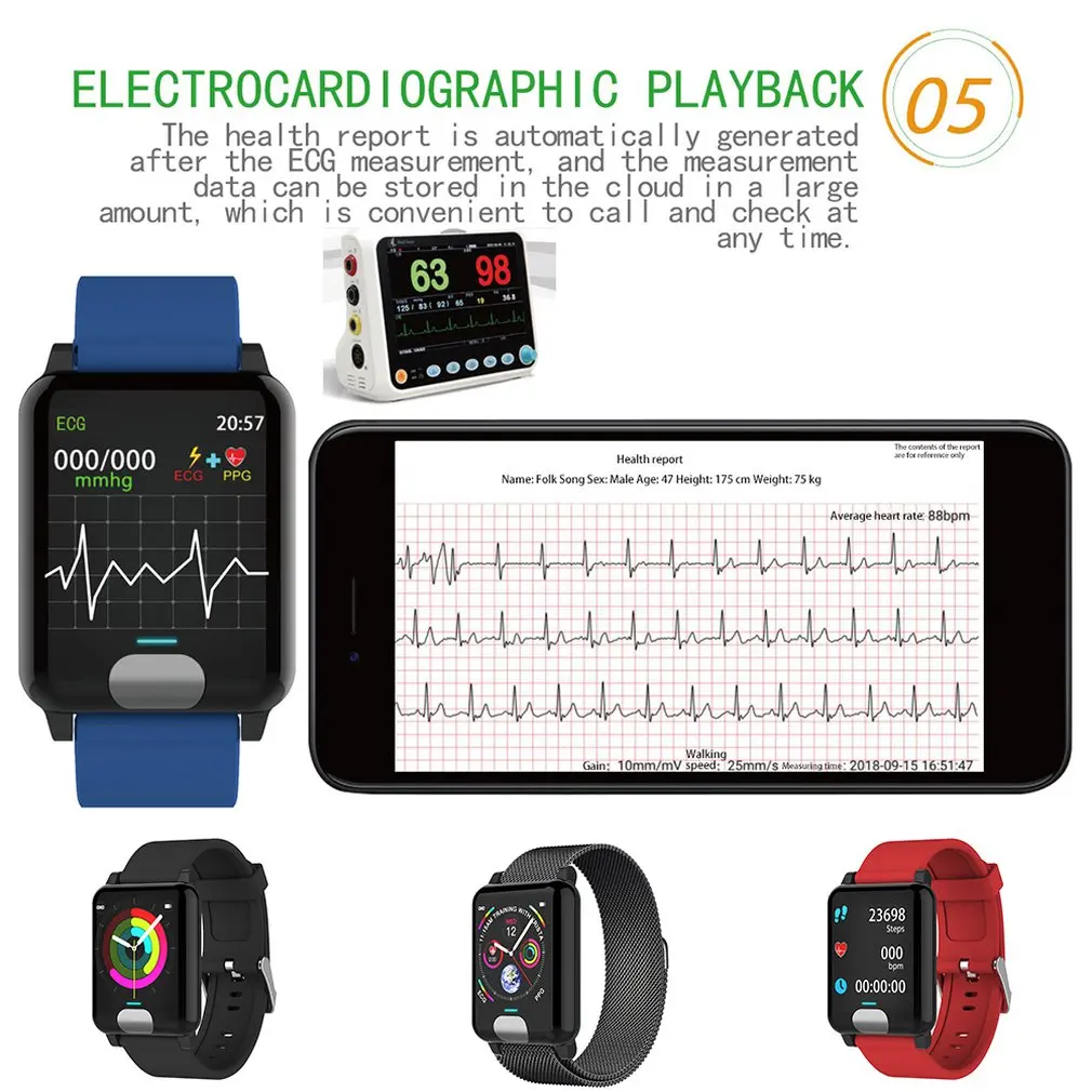 E04 Smart Watch ECG PPG Blood Pressure Measurement Smart Band Bluetooth V4.0 IP67 Waterproof Calories Fitness Tracker Bracelet
E04 Smart Watch ECG PPG Blood Pressure Measurement Smart Band Bluetooth V4.0 IP67 Waterproof Calories Fitness Tracker Bracelet
