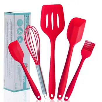 5 Pcs/Set Silicone Baking & Cooking Kitchen Tools Set Thermostable Slotted Turner and Eggbeater Set for Non-Stick Pot
5 Pcs/Set Silicone Baking & Cooking Kitchen Tools Set Thermostable Slotted Turner and Eggbeater Set for Non-Stick Pot