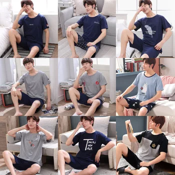 Summer Pajamas MEN'S Short Sleeve Shirt Pure Cotton Thin Youth Plus-sized Home Wear Students Casual Wear 
Summer Pajamas MEN'S Short Sleeve Shirt Pure Cotton Thin Youth Plus-sized Home Wear Students Casual Wear