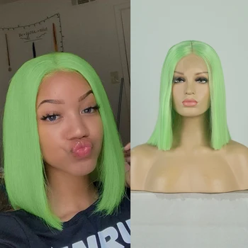 AIMEYA Short Bob Wig Heat Resistant Hair Silky Straight Synthetic Lace Front Wig For Women Cosplay Wigs With Middle Parting
AIMEYA Short Bob Wig Heat Resistant Hair Silky Straight Synthetic Lace Front Wig For Women Cosplay Wigs With Middle Parting