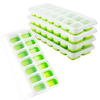 Pack of 5 Ice Trays, Easy-Release Silicone 14 Ice Tray, with Leak-Proof Removable Lid
Pack of 5 Ice Trays, Easy-Release Silicone 14 Ice Tray, with Leak-Proof Removable Lid