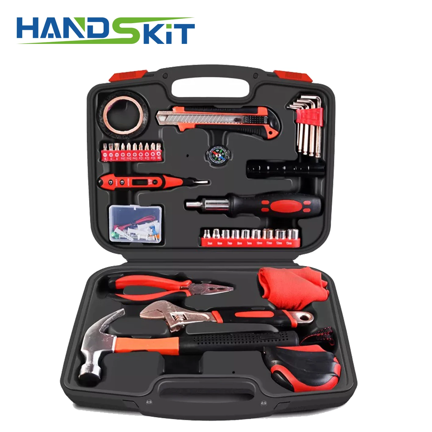 Hand Tool Set General Household Hand Tool Kit with Plastic Toolbox Storage Case Socket Wrench Screwdriver Knife
Hand Tool Set General Household Hand Tool Kit with Plastic Toolbox Storage Case Socket Wrench Screwdriver Knife