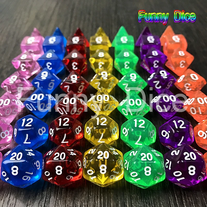 7pc/set Transparent Crystal Dice Set D4,d6,d8,d10,d10%,d12,d20 for Board Game rpg dice
7pc/set Transparent Crystal Dice Set D4,d6,d8,d10,d10%,d12,d20 for Board Game rpg dice