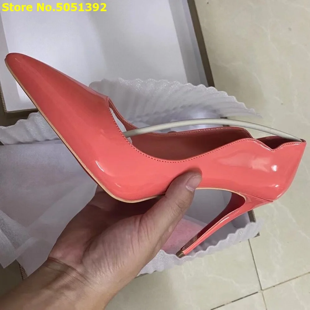

Patent Leather Pointed Toe Pumps Sexy Stiletto Heel Slip On Shallow Dress High Heels Solid Manufacturer Real Picture
