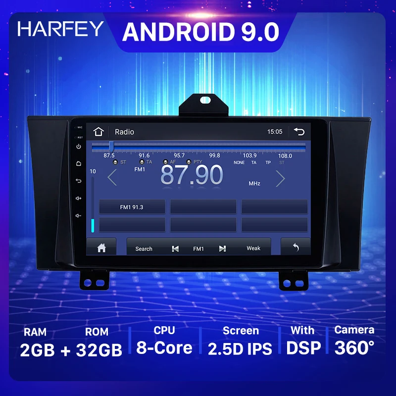 Автомобильный мультимедийный плеер Harfey автомагнитола с 9 &quotGPS-навигацией на Android