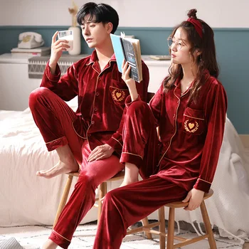 Sexy Velour Autumn New Couple Pajamas Suit 2PCS Nightwear Intimate Lingerie Velvet Women And Men Sleepwear Home Clothing
Sexy Velour Autumn New Couple Pajamas Suit 2PCS Nightwear Intimate Lingerie Velvet Women And Men Sleepwear Home Clothing