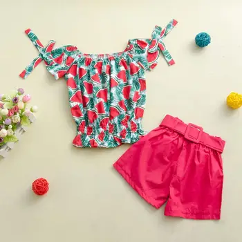 2020 Summer new Baby Girls 1-5T Cotton short sleeve watermelon print top + shorts 2pcs Clothes set
2020 Summer new Baby Girls 1-5T Cotton short sleeve watermelon print top + shorts 2pcs Clothes set