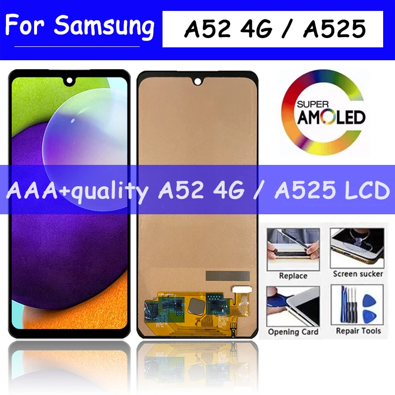 AAA+ TEST LCD for Samsung Galaxy A52 4G A525 A525F Display Touch Screen Digitizer Parts For lcd | Мобильные телефоны и