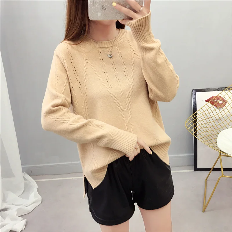 Autumn Winter chic Loose Long Sleeve Pullovers Sweaters Women Korea Khaki Knitted Sweater Female Bottoming Soft Jumper 
Autumn Winter chic Loose Long Sleeve Pullovers Sweaters Women Korea Khaki Knitted Sweater Female Bottoming Soft Jumper