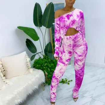 hirigin Tie Dye Women Two Piece Set Off Shouder Long Sleeve Drawstring Crop Top Stacked Jogger Pants Suit Tracksuit Matching Set
hirigin Tie Dye Women Two Piece Set Off Shouder Long Sleeve Drawstring Crop Top Stacked Jogger Pants Suit Tracksuit Matching Set