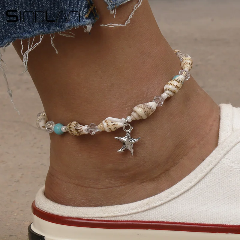 

Sindlan Natural Conch Shell Anklet Foot Bracelet for Women Ocean Beach Starfish Leg Ankle Chain Sandal Barefoot Bracelet Jewelry