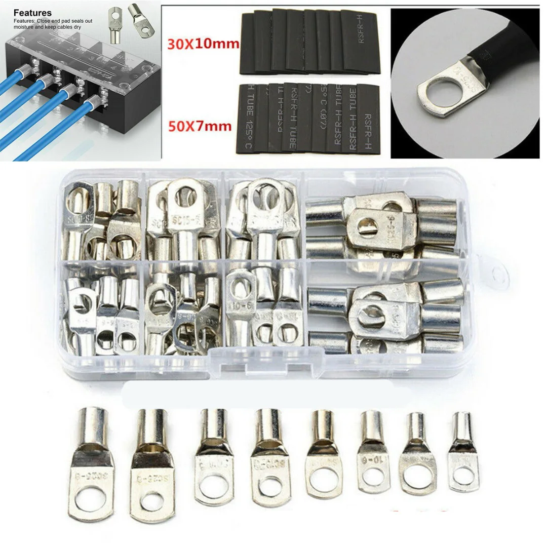 140pcs 7mm 10mm SC6-SC25 Heat Shrink Tube Copper Battery Welding Ring Lug Wire Connectors Terminal Kit 
140pcs 7mm 10mm SC6-SC25 Heat Shrink Tube Copper Battery Welding Ring Lug Wire Connectors Terminal Kit