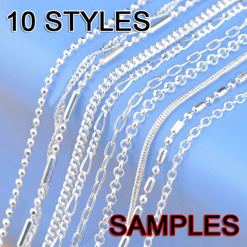 

10 Styles 16" 1.2-2MM Genuine 925 Sterling Silver Jewelry Link Necklace Chains With Lobster Clasps Findings