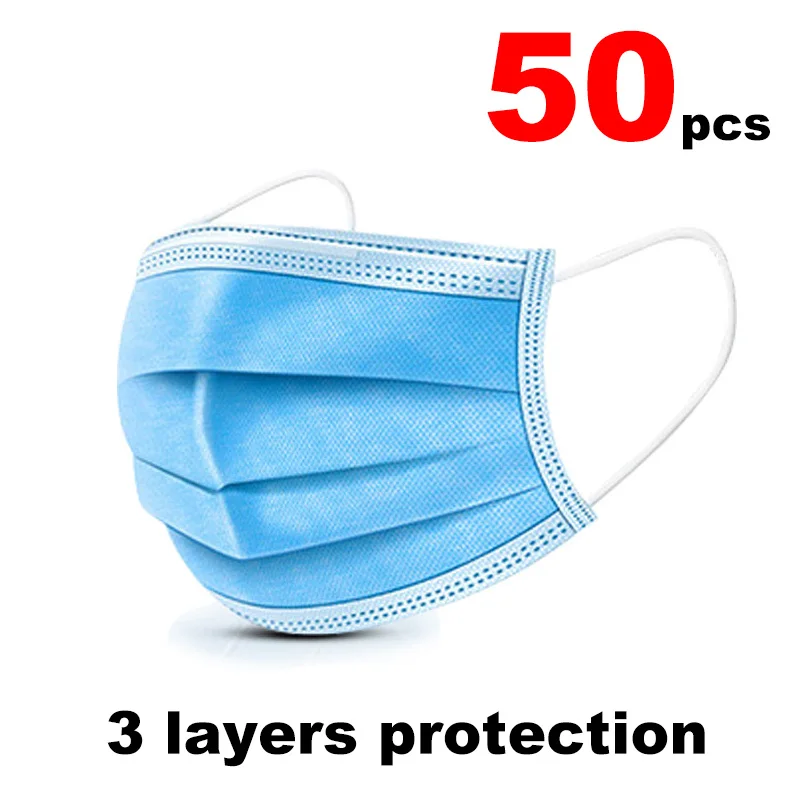 Hot Sale 3-layer mask 50pcs Face Mouth Masks Non Woven Disposable Anti-Dust Meltblown cloth Masks Earloops Masks Fast delivery
Hot Sale 3-layer mask 50pcs Face Mouth Masks Non Woven Disposable Anti-Dust Meltblown cloth Masks Earloops Masks Fast delivery
