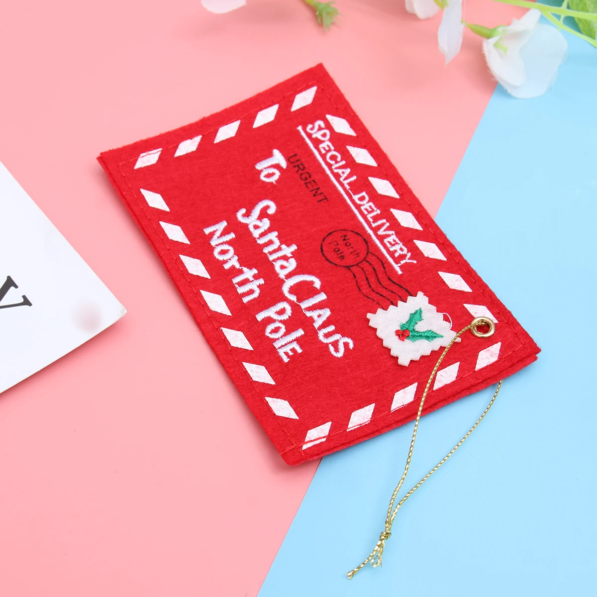 15pcs xmas gift bag candy bag paper card embroidery santa claus