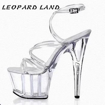 LEOPARD LAND15cm Heels Super High Heels Black Stiletto Crystal Sandals Women's Transparent Ankle Strap Nightclub Shoes LYP 
LEOPARD LAND15cm Heels Super High Heels Black Stiletto Crystal Sandals Women's Transparent Ankle Strap Nightclub Shoes LYP