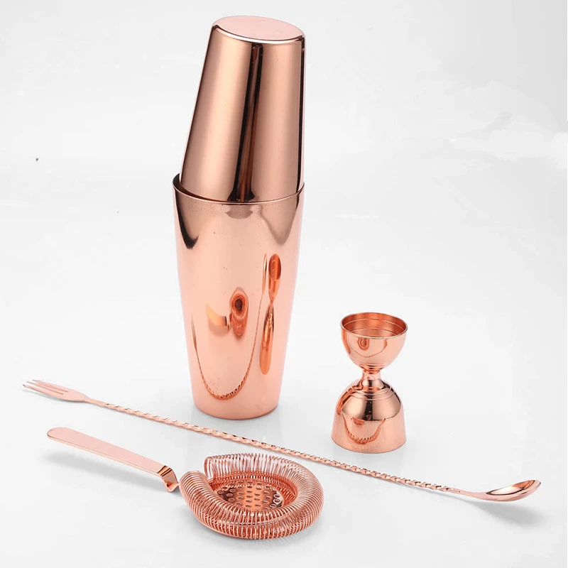 

Cocktail Shaker Bar Set Stainless Steel 4 PCS Copper Plated Cocktail Shaker Mixer Drink Bartender browserKit Bars Set Bar Tool