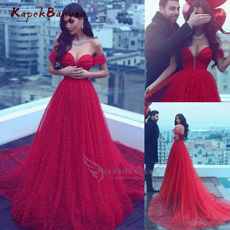Long-Prom-A-line-Off-the-shoulder-Red-Beading-Prom-Dresses-Pearls-Crystals-Saudi-Arabia-Evening_副本