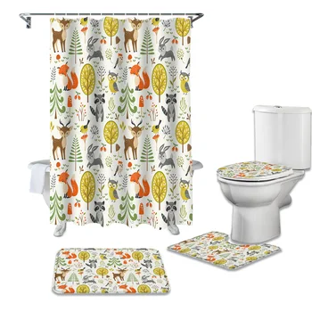 Cartoon Animals Kawaii Shower Curtains Set Bathroom Waterproof Shower Curtain Bathroom Set with Shower Curtain and Rugs
Cartoon Animals Kawaii Shower Curtains Set Bathroom Waterproof Shower Curtain Bathroom Set with Shower Curtain and Rugs