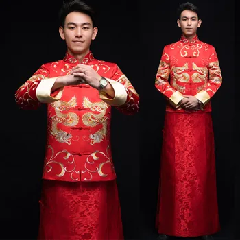 Chinese Ancien Men traditional Wedding Evening Party Cheongsam Embroidery Flower Tang Costume Vintage Bridegroom Marriage Suit 
Chinese Ancien Men traditional Wedding Evening Party Cheongsam Embroidery Flower Tang Costume Vintage Bridegroom Marriage Suit