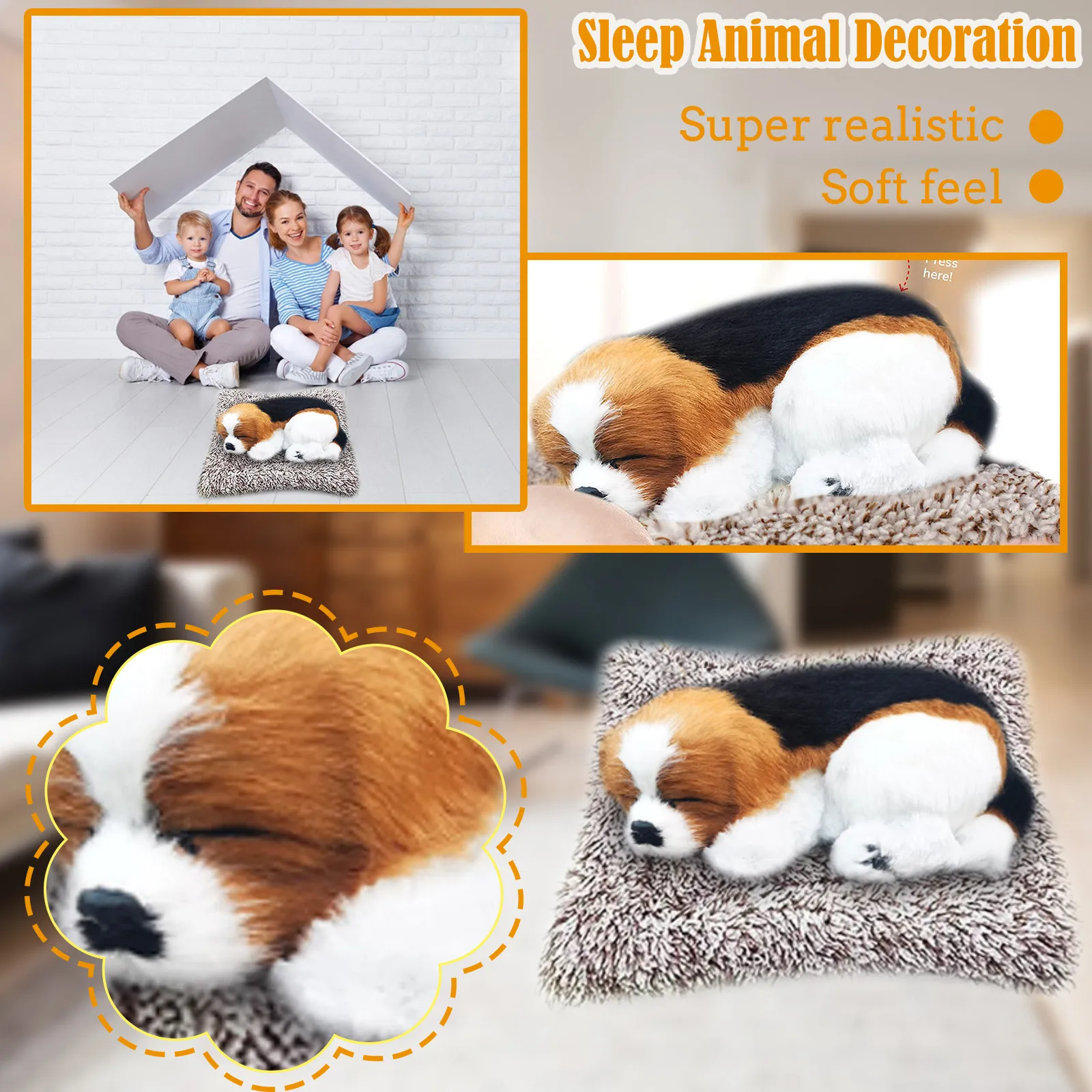 Modelslarge Plush Toy Simulation Dog Doll Sleeping Car Decor Children Home Accessories Desktop Model Birthday Gif | Дом и сад