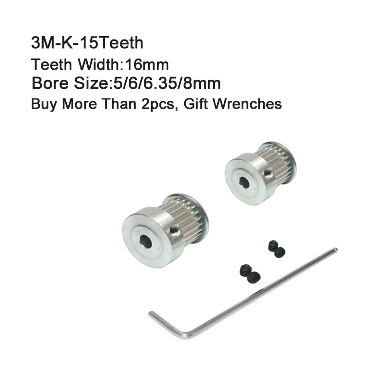 HTD 3M Timing Pulley 15 Teeth 5/6/6.35/8 Bore Size 16mm Width Timing Belt Pulley 3M for CNC Machines Laser Engraving Machine
HTD 3M Timing Pulley 15 Teeth 5/6/6.35/8 Bore Size 16mm Width Timing Belt Pulley 3M for CNC Machines Laser Engraving Machine