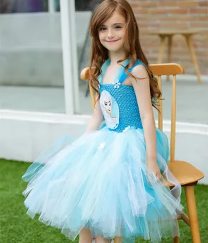 

Girls Snow Queen Elsa Tutu Dress Snowflake Sequins Fancy Girl Party Princess Dress Kids Christmas Halloween Elza Cosplay Costume