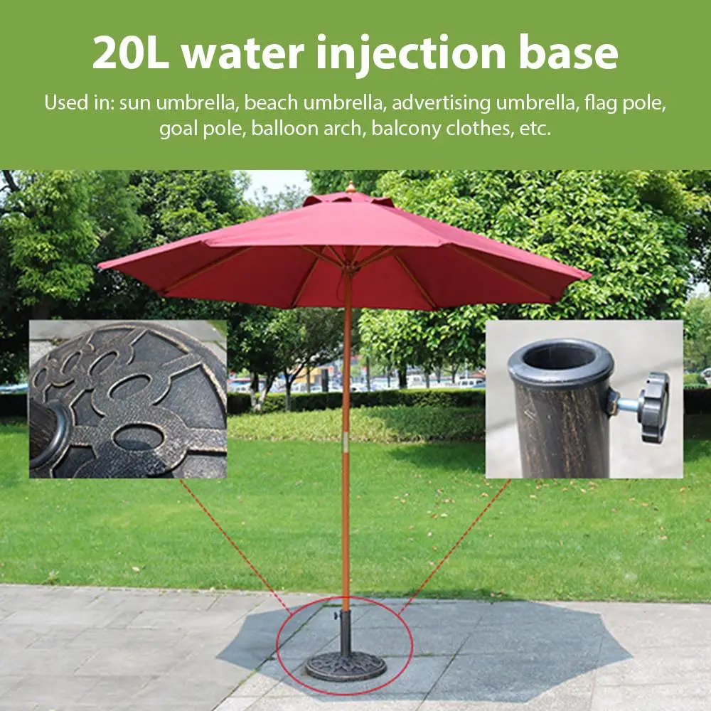 Parasol Stand 20L Water Injection Base Garden Umbrella Base Stand Round Patio Beach Garden Patio Umbrella Sun Shelter Accessor
Parasol Stand 20L Water Injection Base Garden Umbrella Base Stand Round Patio Beach Garden Patio Umbrella Sun Shelter Accessor