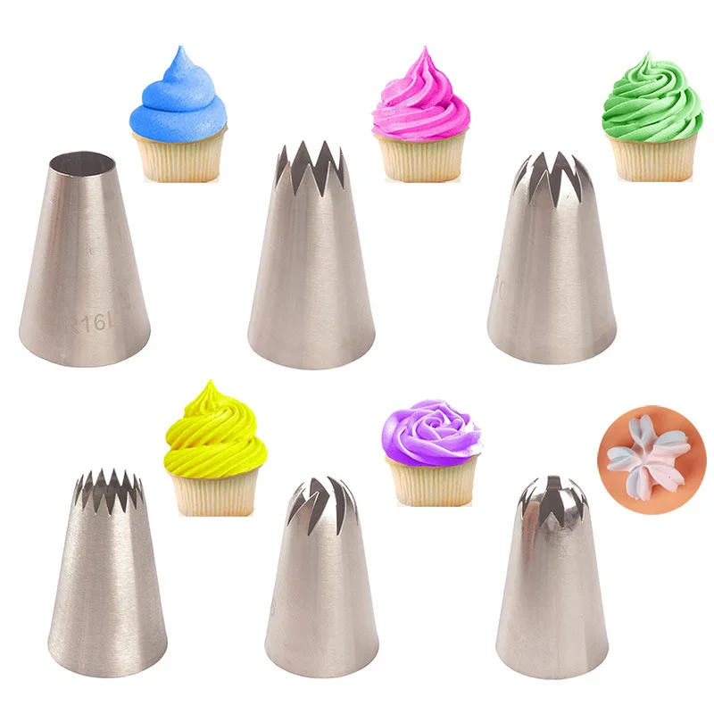 6pcs Cookies Tip Large Metal Cream Decorating Tip Sets Pastry Tools Stainless Steel Piping Icing Nozzle Cupcake Head Dessert
6pcs Cookies Tip Large Metal Cream Decorating Tip Sets Pastry Tools Stainless Steel Piping Icing Nozzle Cupcake Head Dessert