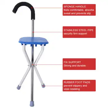 Folding Walking Stick Tripod Stool Stainless Steel Thickening Elderly Walking Cane Multi-Purpose Crutch for Elderly Disabled 
Folding Walking Stick Tripod Stool Stainless Steel Thickening Elderly Walking Cane Multi-Purpose Crutch for Elderly Disabled