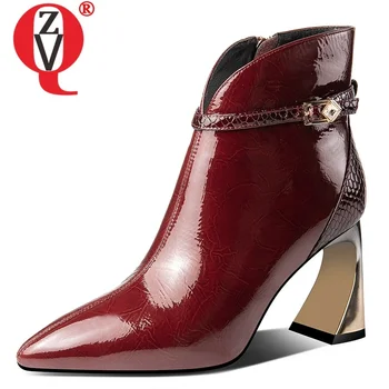 ZVQ 2019 autumn new fashion sexy ankle boots outside high heels pointed toe genuine leather plus size women shoes drop shipping 
ZVQ 2019 autumn new fashion sexy ankle boots outside high heels pointed toe genuine leather plus size women shoes drop shipping