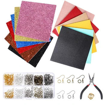 Set Solid/Sequined Faux Leather Sheets With Fish Earring Hooks Jump-Rings And Tools For Earrings Making Crafts
Set Solid/Sequined Faux Leather Sheets With Fish Earring Hooks Jump-Rings And Tools For Earrings Making Crafts