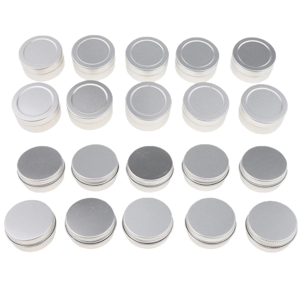 Cosmetic Tin Blusher Lip Balm Tins Aluminum Tin Containers with Lids Screw Top Tins Cans Empty Storage Jars,Pack of 20(Silver) Cosmetic Tin Blusher Lip Balm Tins Aluminum Tin Containers with Lids Screw Top Tins Cans Empty Storage Jars,Pack of 20(Silver)